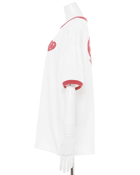 INGNI(イング) BACKハートロゴリンガーTシャツ オフホワイト/アカ