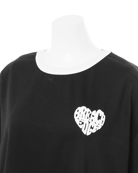 INGNI(イング) BACKハートロゴリンガーTシャツ クロ/オフホワイト