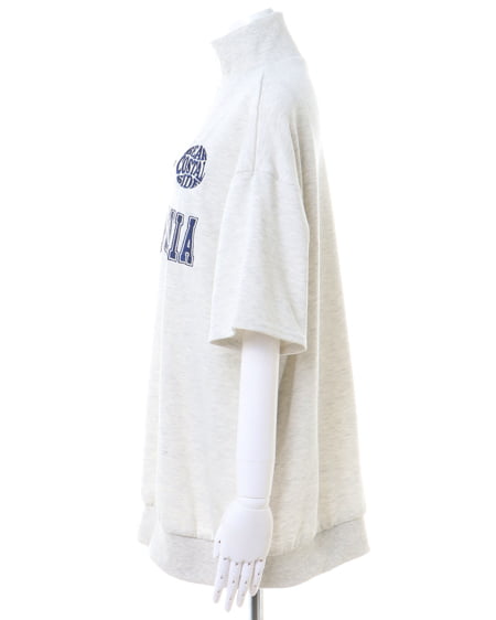 INGNI(イング) ハーフZIPカレッジロゴミニスウェット半袖チュニック オートミール/コン