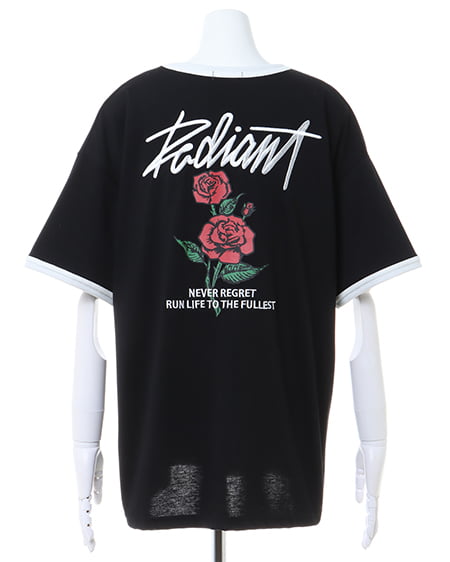 INGNI(イング) BACKバラプリントチュニックTシャツ クロ