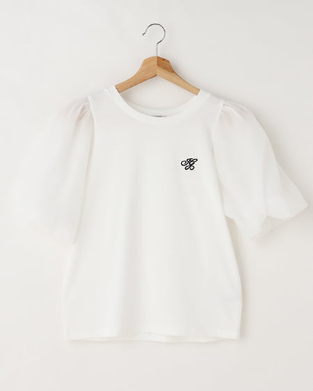 バルーン袖ロゴTシャツ／A