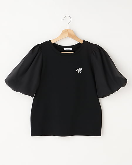 バルーン袖ロゴTシャツ／A