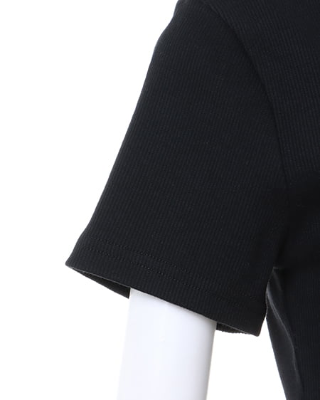 INGNI(イング) 裾ゴムロゴリブTシャツ クロ