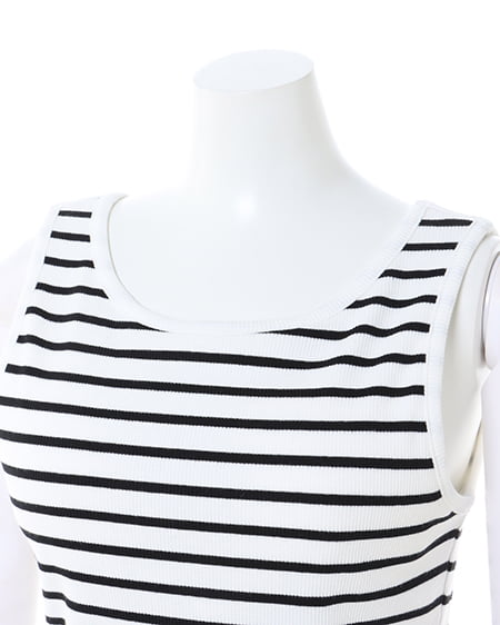 INGNI(イング) 裾ゴム/ロゴタンク オフクロ/ボーダー