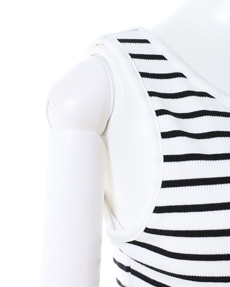 INGNI(イング) 裾ゴム/ロゴタンク オフクロ/ボーダー