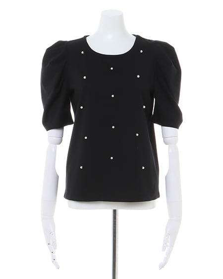 INGNI(イング) パール付きパワショルTシャツ クロ