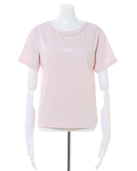 INGNI（イング） パール付刺しゅうロゴTシャツ ﾋﾟﾝｸ