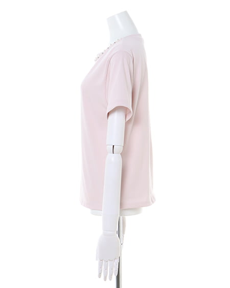 INGNI（イング） パール付刺しゅうロゴTシャツ ﾋﾟﾝｸ