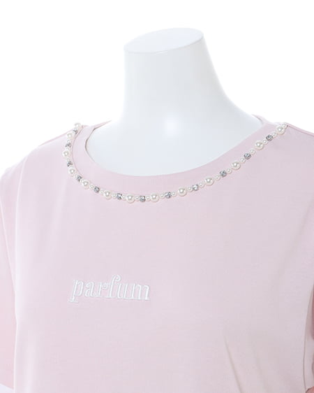 INGNI（イング） パール付刺しゅうロゴTシャツ ﾋﾟﾝｸ