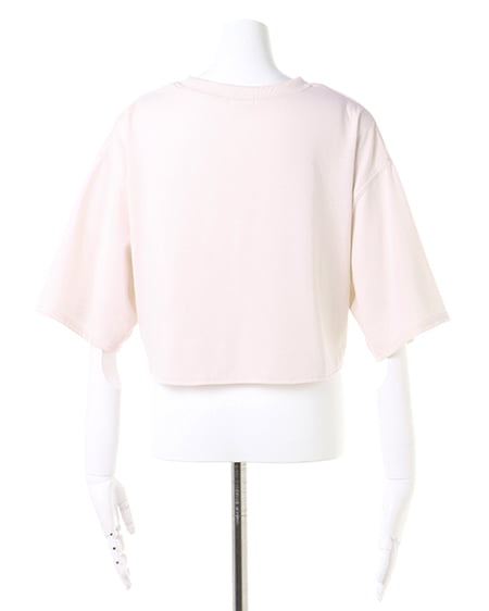 INGNI(イング) 裾結びラインストーン付ロゴTシャツ ライトピンク