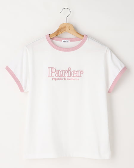 ふくれ刺しゅうリンガーTシャツ