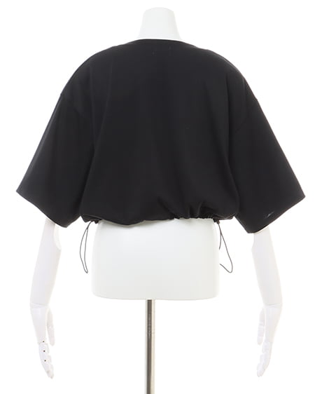 INGNI（イング） 裾ドロストパールビジューロゴTシャツ ｸﾛ