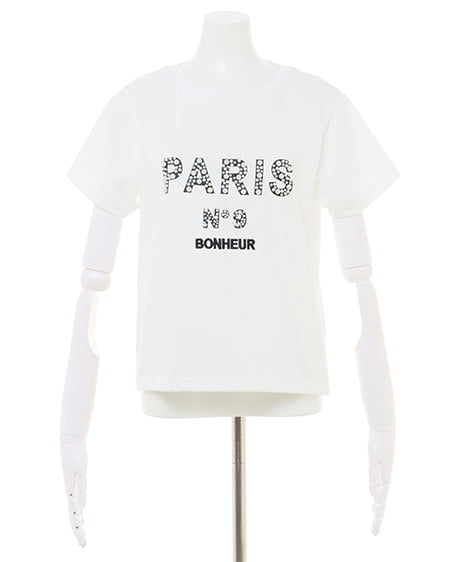 INGNI（イング） ナンバリングパールロゴTシャツ ｵﾌﾎﾜｲﾄ