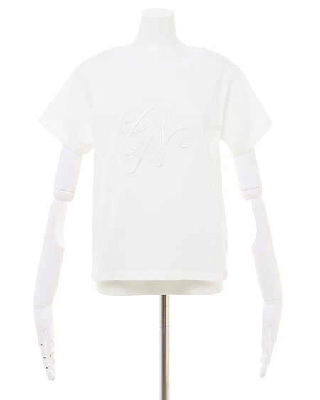INGNI（イング） イニシャル刺しゅうロゴTシャツ ｵﾌﾎﾜｲﾄ/ｵﾌﾎﾜｲﾄ