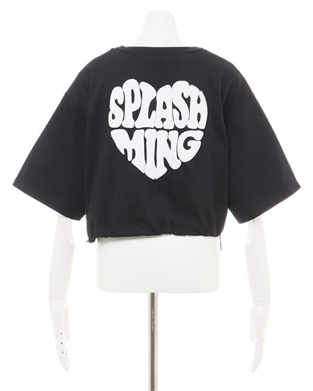 裾ドロストBackハートロゴショート半袖Tシャツ
