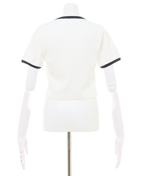 INGNI(イング) 胸刺しゅうロゴリンガーリブTシャツ オフホワイト/クロ