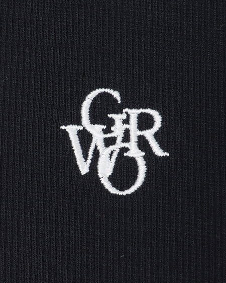 INGNI(イング) 胸刺しゅうロゴリンガーリブTシャツ クロ/オフホワイト