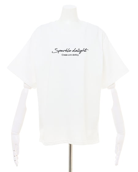 INGNI（イング） シンプル刺しゅうロゴTシャツ／A ｵﾌﾎﾜｲﾄ/ｸﾛ