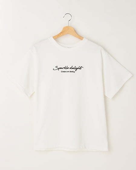 シンプル刺しゅうロゴTシャツ／A