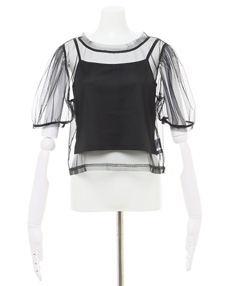 INGNI(イング) 2Wayチュールリボントップスキャミセット クロ