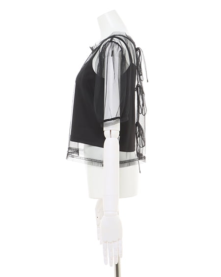 INGNI(イング) 2Wayチュールリボントップスキャミセット クロ