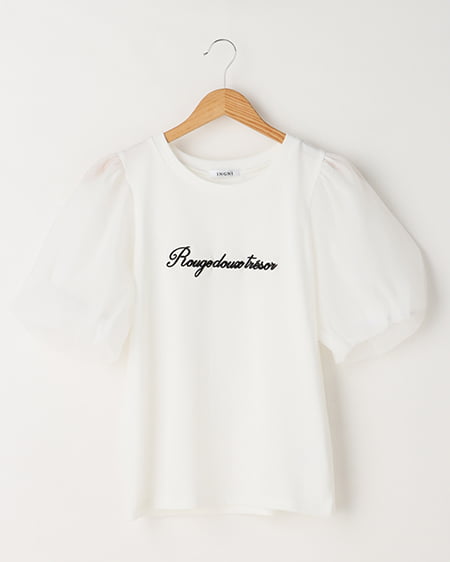 バルーン袖ロゴTシャツ