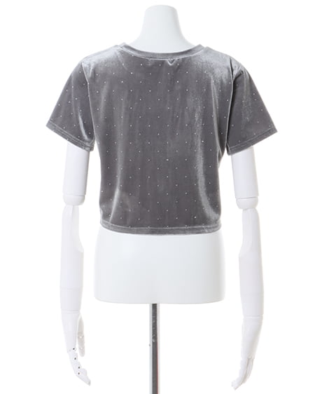 INGNI（イング） ストーン付ベロアTシャツ ｸﾞﾚｰ