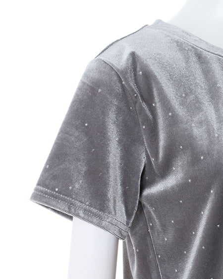 INGNI（イング） ストーン付ベロアTシャツ ｸﾞﾚｰ