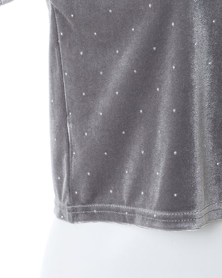 INGNI（イング） ストーン付ベロアTシャツ ｸﾞﾚｰ