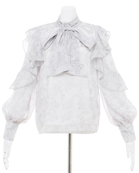 INGNI（イング） 袖フリル花柄シアーブラウス ｺﾝ