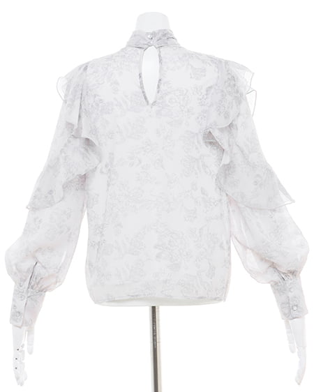 INGNI（イング） 袖フリル花柄シアーブラウス ｺﾝ