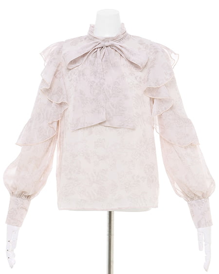 INGNI（イング） 袖フリル花柄シアーブラウス ﾌﾞﾗｳﾝ