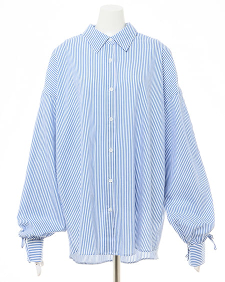 INGNI(イング) 袖ドロスト/シャツ オフブルー/ストライプ