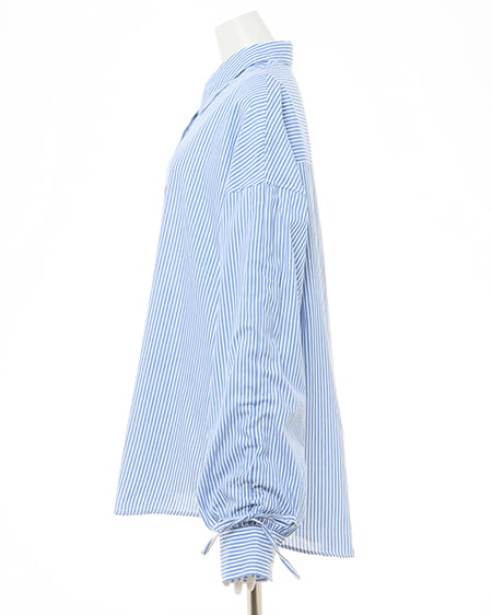 INGNI(イング) 袖ドロスト/シャツ オフブルー/ストライプ