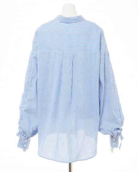 INGNI(イング) 袖ドロスト/シャツ オフブルー/ストライプ