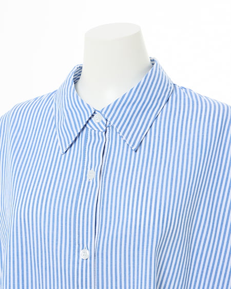 INGNI(イング) 袖ドロスト/シャツ オフブルー/ストライプ