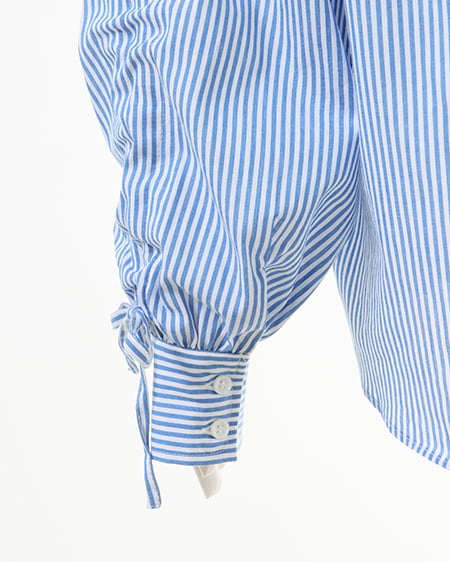 INGNI(イング) 袖ドロスト/シャツ オフブルー/ストライプ