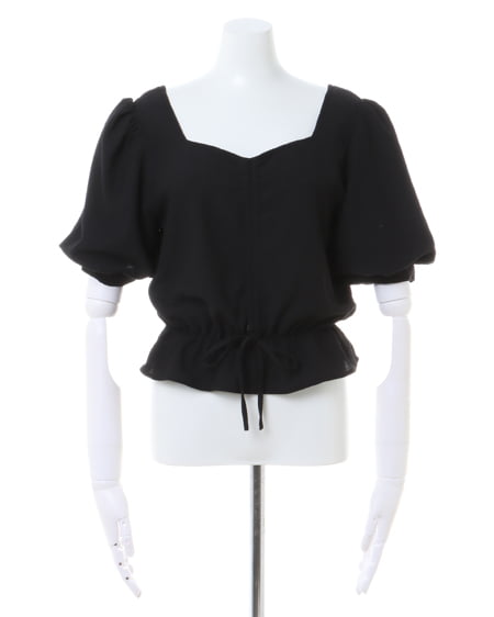 INGNI（イング） ドロストギャザー半袖ブラウス ｸﾛ