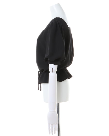 INGNI（イング） ドロストギャザー半袖ブラウス ｸﾛ