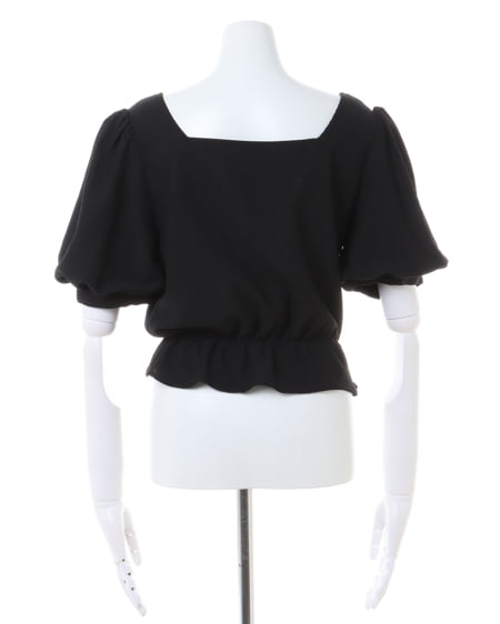 INGNI（イング） ドロストギャザー半袖ブラウス ｸﾛ