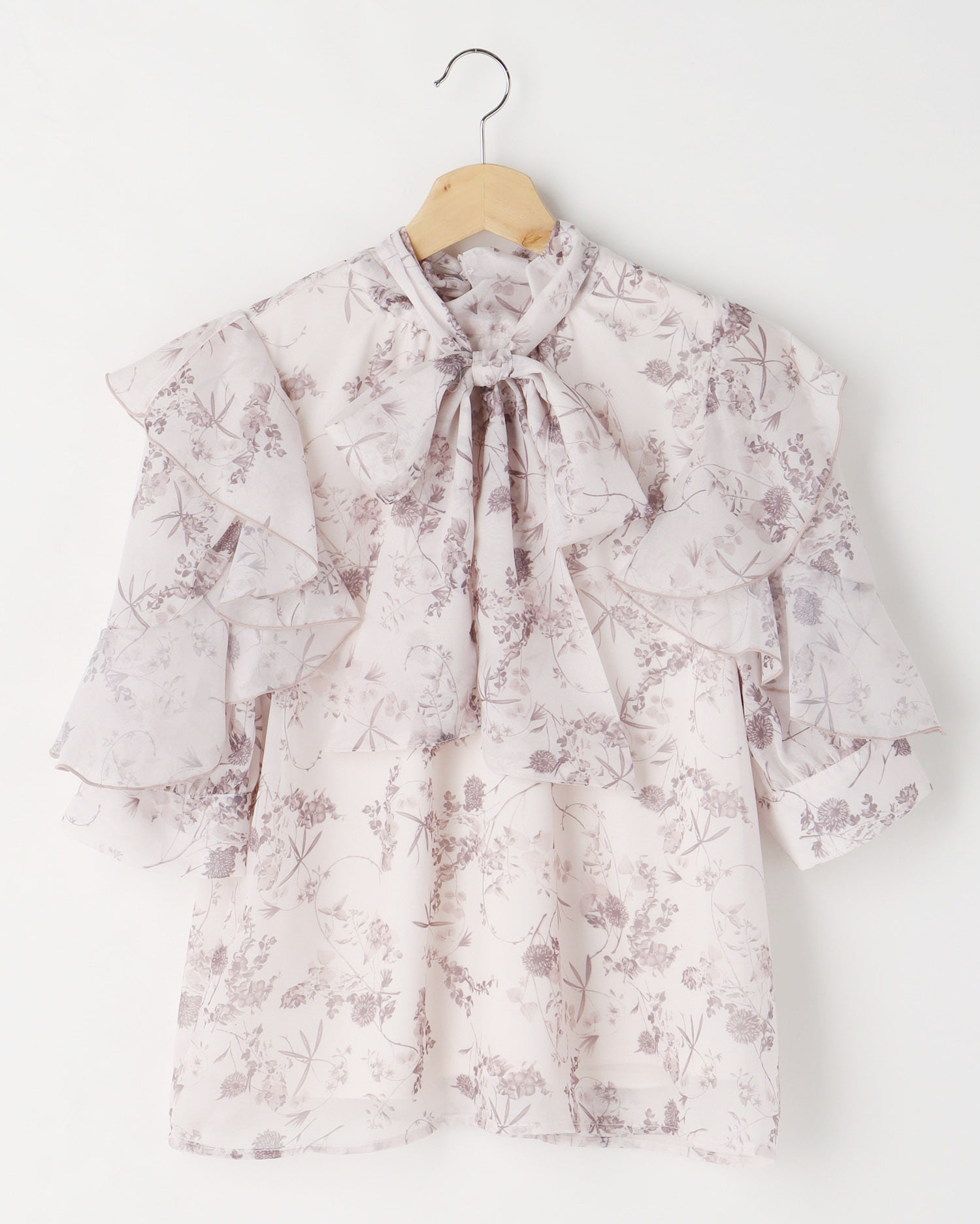 袖フリル花柄シアー5分袖／ブラウス｜INGNI(イング) 公式通販｜INGNI STORE