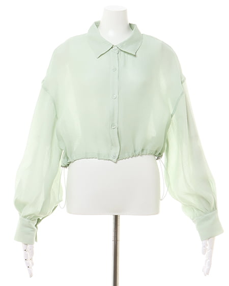 INGNI(イング) 裾ドローコードシアーシャツ ミントグリーン