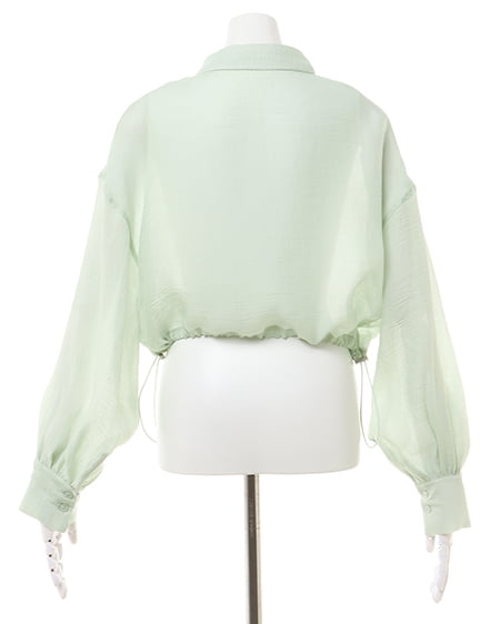 INGNI(イング) 裾ドローコードシアーシャツ ミントグリーン