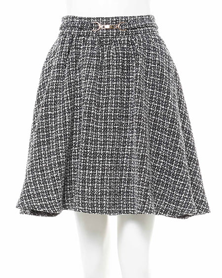 INGNI(イング) ビット付タックギャザーフレアスカート ツィード