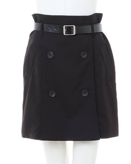 INGNI(イング) 合皮ベルト付トレンチミニスカート クロ