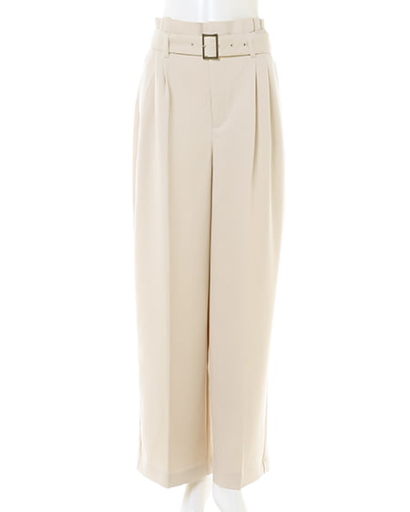 INGNI(イング) シルバーバックル共ベルト付ワイド/パンツ アイボリー