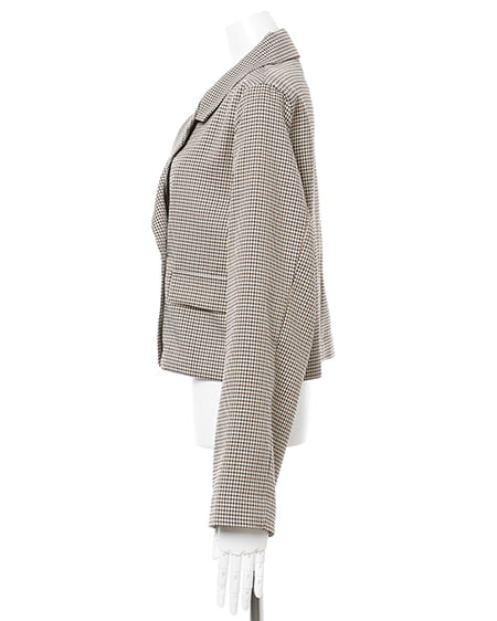 INGNI(イング) 袖スリットショート/ジャケット(セットアップ対応) ブラウン/チェック