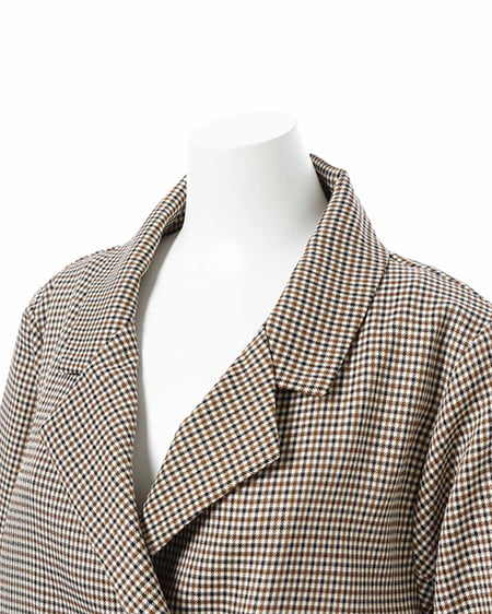 INGNI(イング) 袖スリットショート/ジャケット(セットアップ対応) ブラウン/チェック