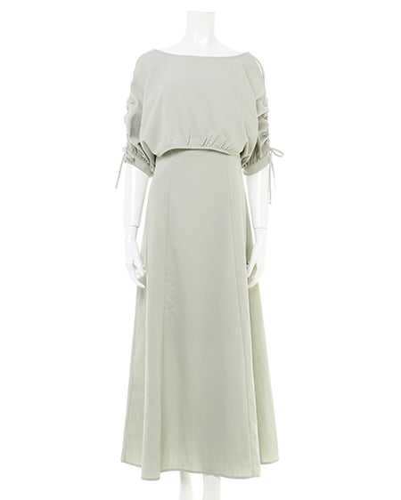 INGNI(イング) BACKリボンドロストトップス+フレアキャミワンピースSET ミントグリーン