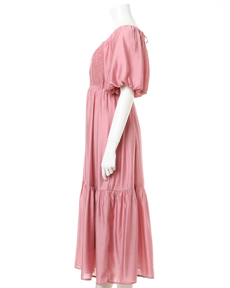 INGNI(イング) Backリボンスクエアネックバルーンスリーブ/ワンピース ピンク